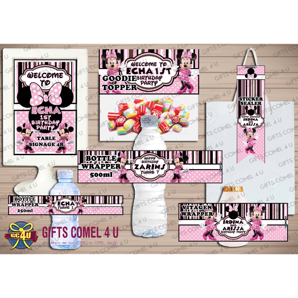 Minnie Mouse Theme Birthday Party Set Candy Buffet Decoration Diy