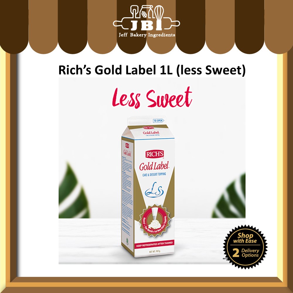 RICH Gold Label (Less Sweet) 1L Rich's Whipping Cream Non dairy cream