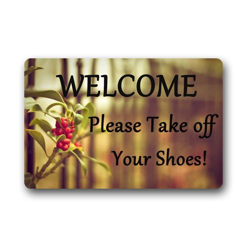 Welcome Please Take Off Your Shoes Machine Washable Durable Doormat