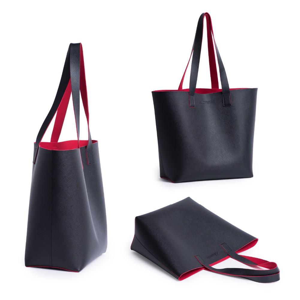 womens black leather tote bag