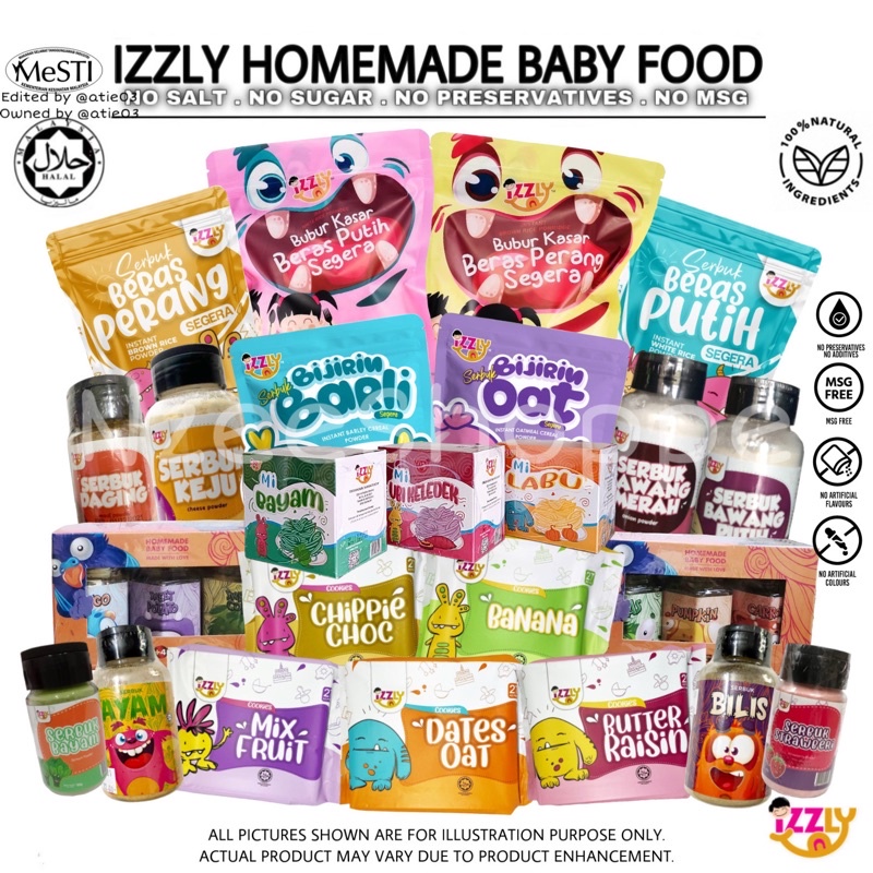 Baby Food IZZLY Makanan Bayi Natural Homemade Instant Porridge Bubur Segera Seasoning Perasa Noodles Mee for Baby