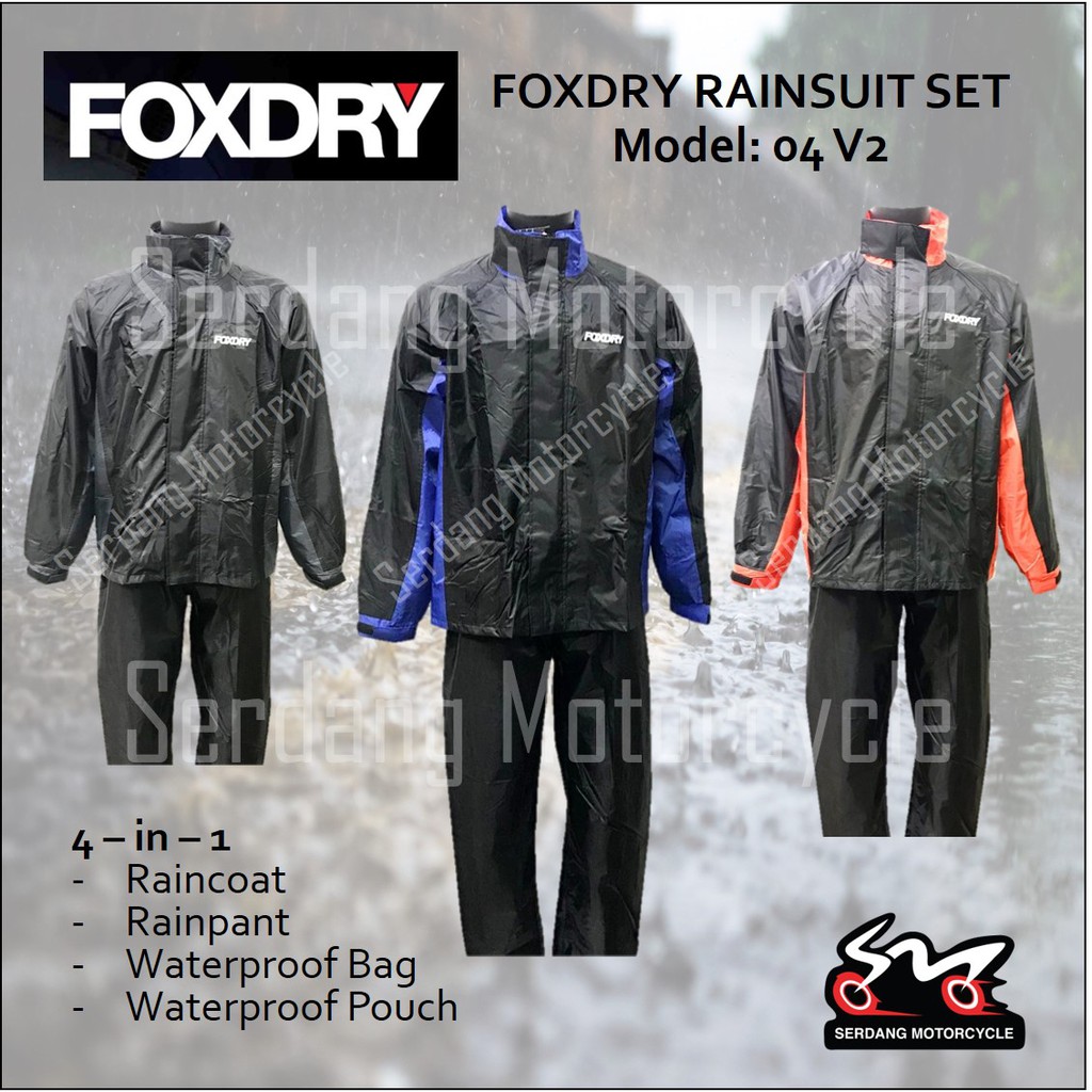 FOXDRY Raincoat 04 Rain Coat Rainsuit Baju Hujan Motorcycle Bike Outdoor Waterproof Rain Jacket