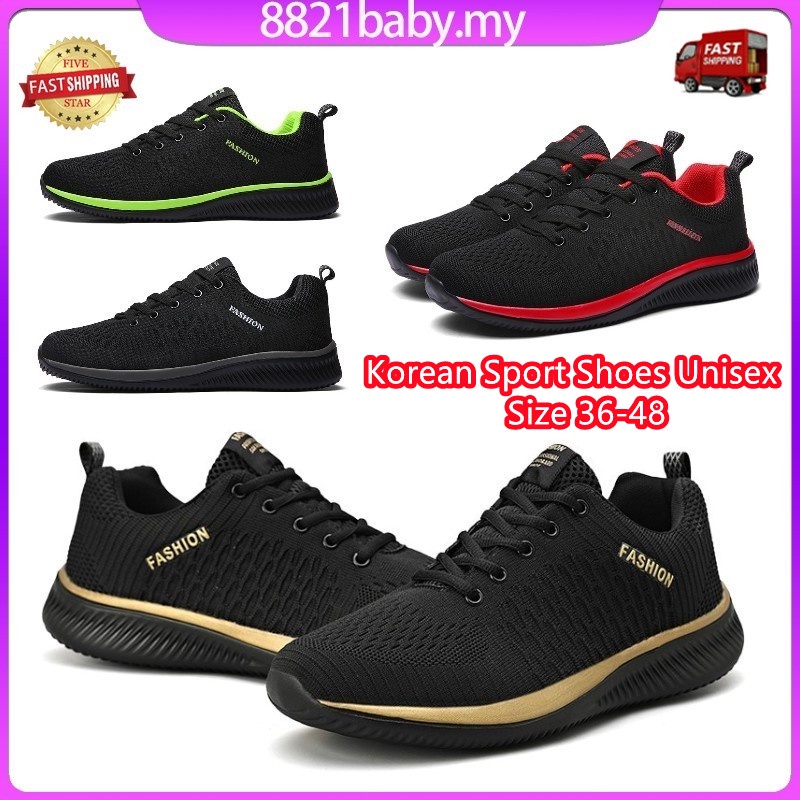 Korean Style Sport Shoes Women Kasut Perempuan Sneakers Unisex Kasut Sukan Lelaki Ready Stock Outdoor Fitness Light Running Shoes Men Exercise Sepatu Kasut Sukan Wanita Plus Size