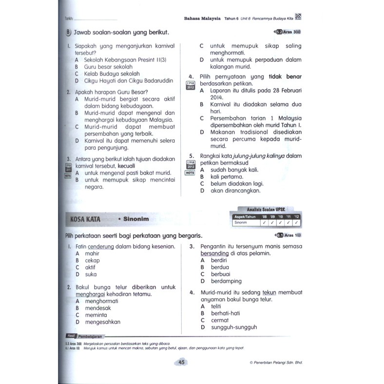 Soalan Upsr Bahasa Melayu  Kunci Ujian