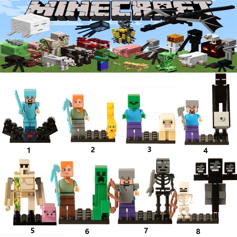 lego compatible minecraft figure two in one survival way minecraft toy collectibles free board