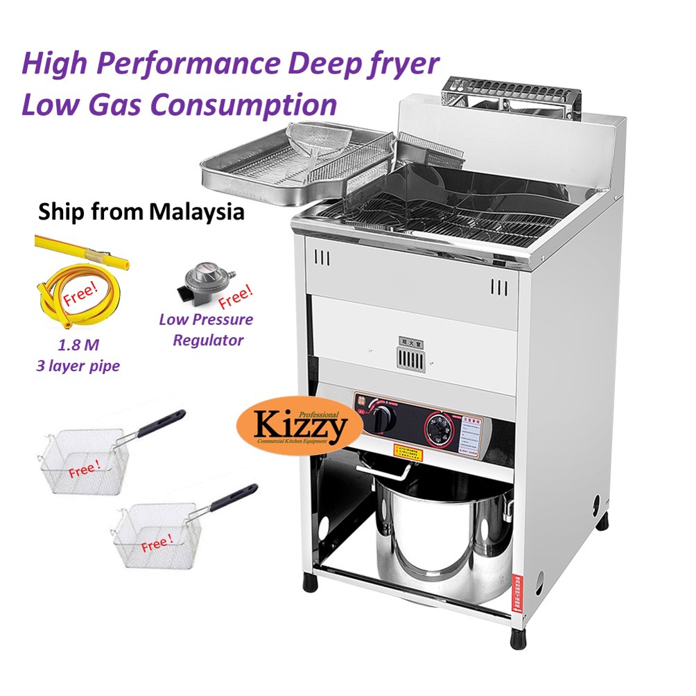 KIZZY Stand Type Auto Gas Deep Fryer Ayam Goreng Auto Temperature