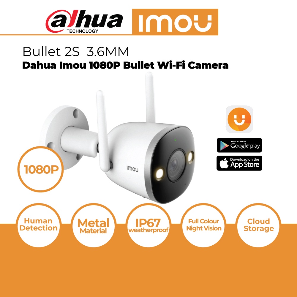 Dahua IMOU Bullet 2S 2MP Full HD 1080P F1.2 Big Aperture Wireless IP67