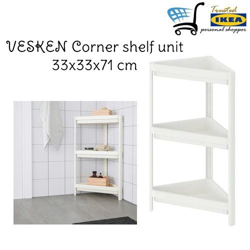 IKEA VESKEN Corner shelf unit, white, 33x33x71 cm Shopee Malaysia