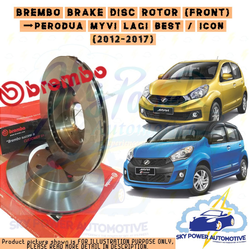 BREMBO PERODUA MYVI LAGI BEST / ICON (20122017) BRAKE DISC ROTOR