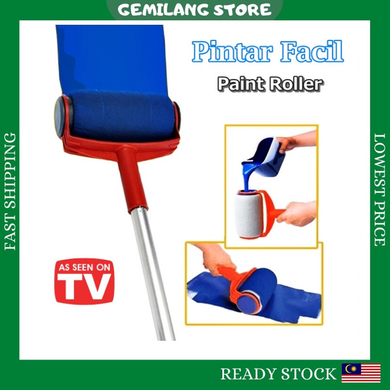 Set Pintar Facil Paint Roller Kit Wall Painting Brush 