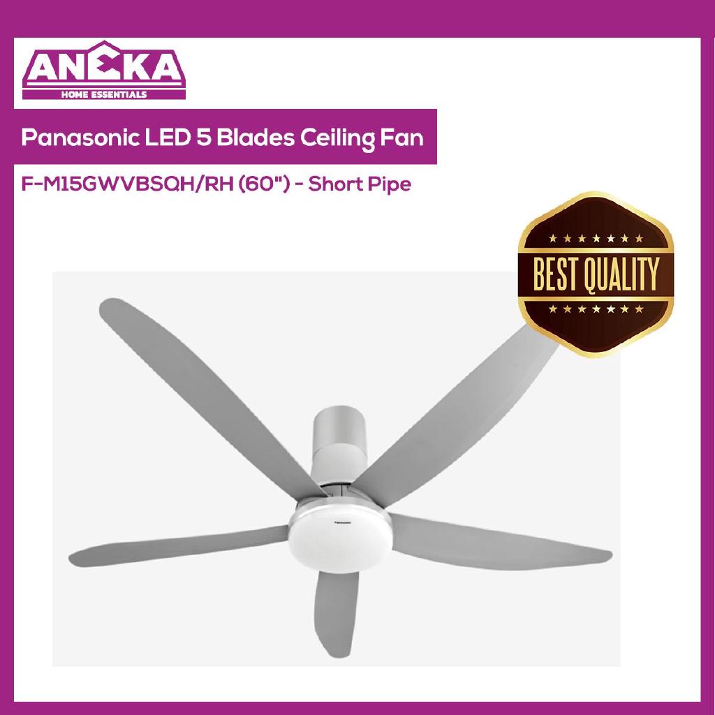 Panasonic Led 5 Blade 1500mm 60 Inch F M15gw Vbsqh Platinum Silver Short Pipe Ceiling Fan