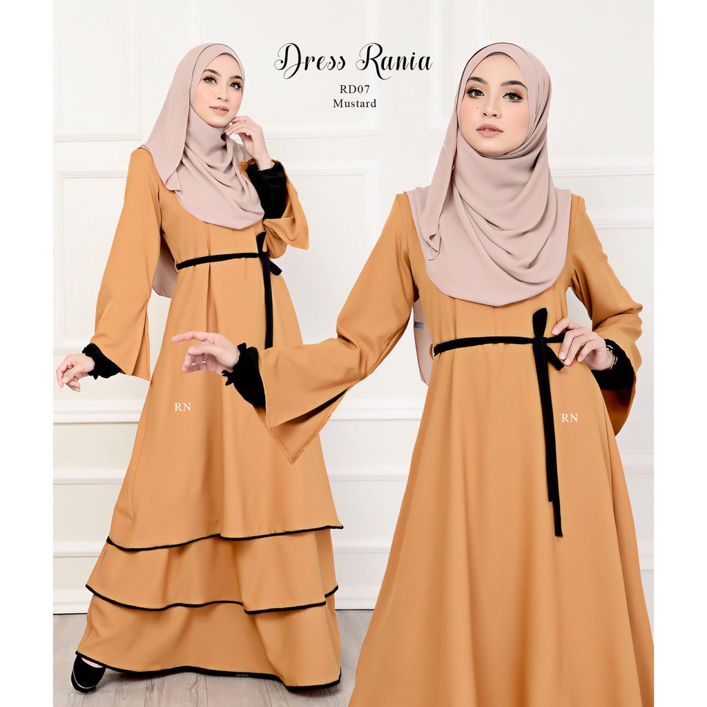 DRESS RANIA Dress Muslimah Labuh Nursing Friendly S2XL Como Crepe