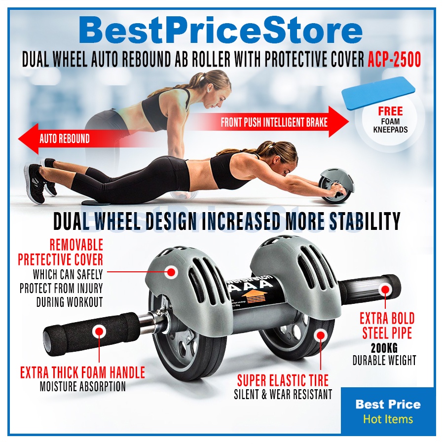 BPS Rebound Power AB Roller Wheel Body Building Exercises Trainer