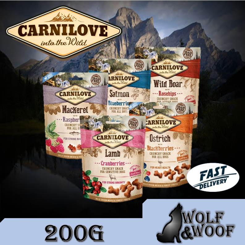 Carnilove Dog Snack Dog Treats 200g (Carnilove Salmon 200g, Wild Boar 200g, Carp 200g, Lamb