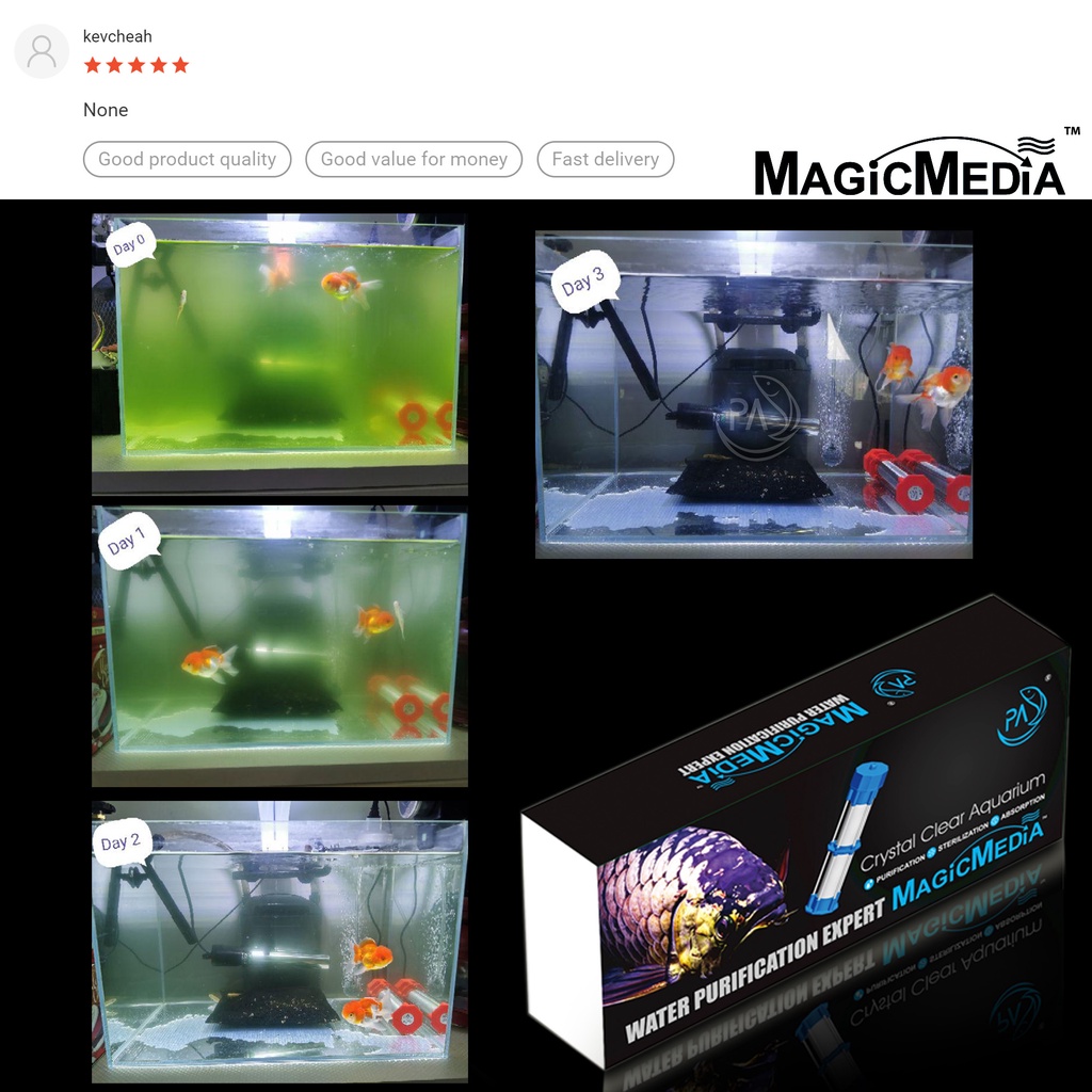 PA MagicMedia crystal clear aquarium algae remover green water air