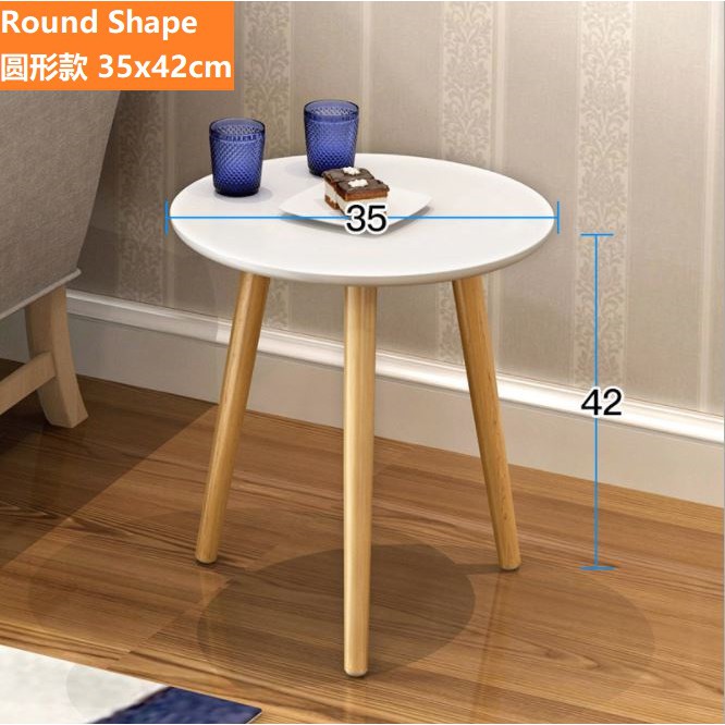 Solid Wood Round Shape Coffee Table Side Table With 3 Legs Shopee Malaysia