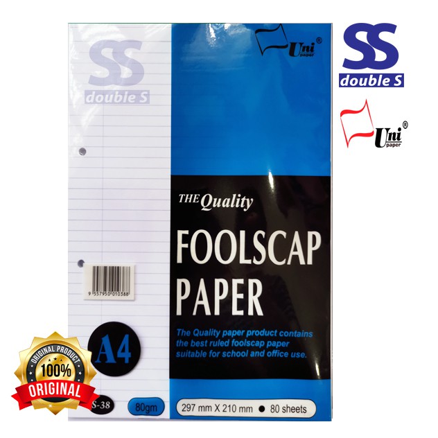 UNI PAPER Foolscap Paper / Double S Kertas Kajang A4 / Exam Sheets / S ...