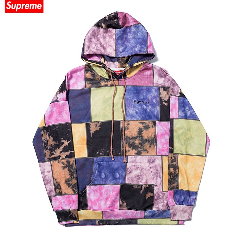 supreme patchwork tie dye hooded sweatshirt tie dye