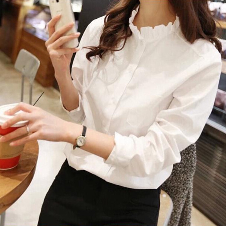 white shirt ruffle collar