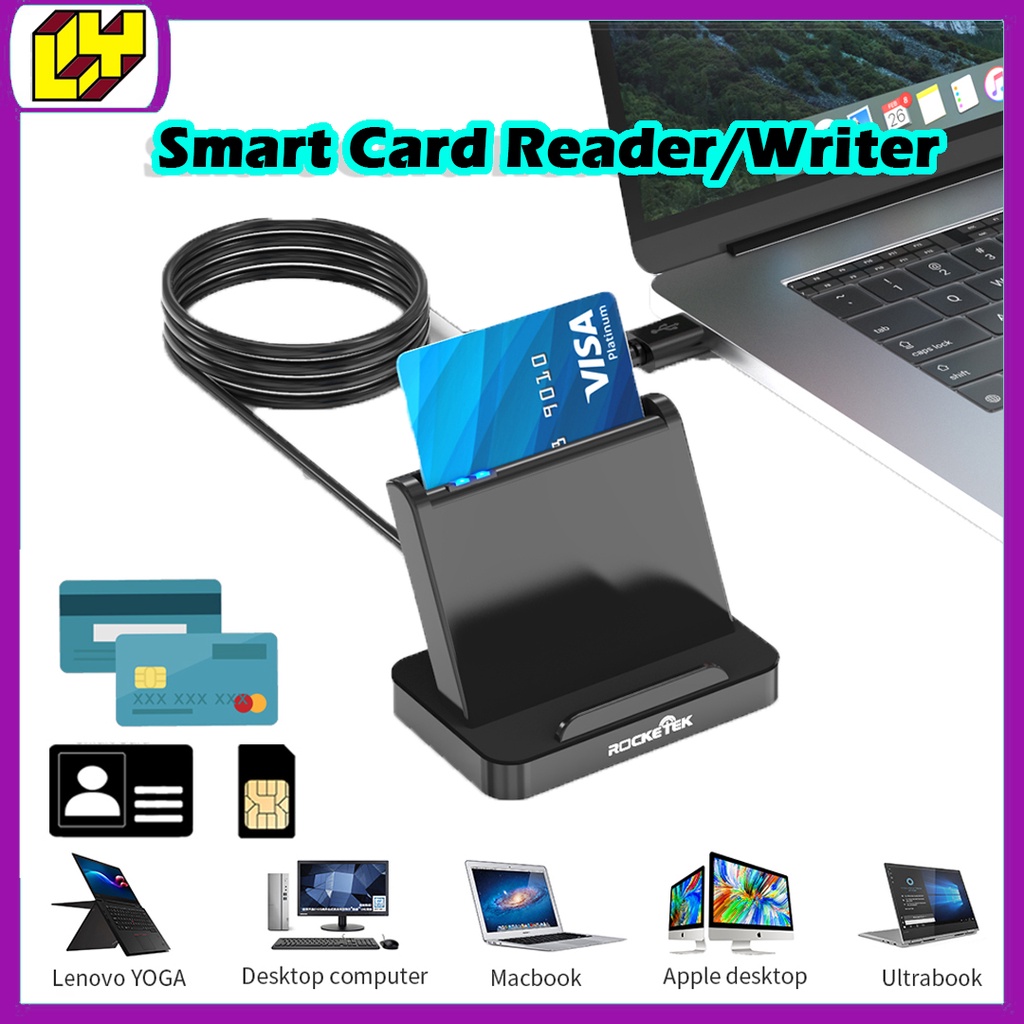 Rocketek USB EMV Contactless IC Card Reader Smart Chip Card Reader ...