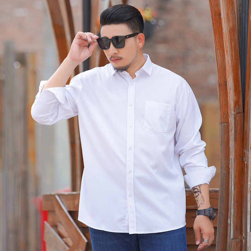 Baju Kasual Lelaki Bersaiz Besar Perniagaan Lelaki Longgar Ditambah Lemak Menambah Kemeja Lengan Baju Kasual Lelaki Bersaiz Besar Perniagaan Lelaki Longgar Ditambah Lemak Menambah Kemeja Lengan
