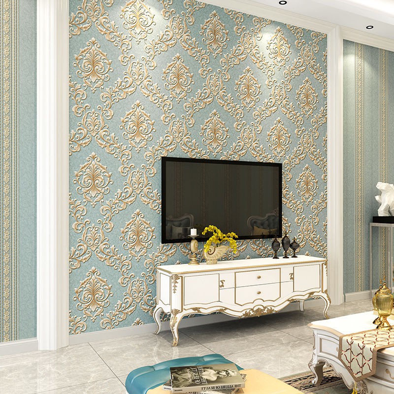 3D European wallpaper luxury atmosphere non-woven Damascus wallpaper home  living room bedroom TV background wall | Shopee Malaysia