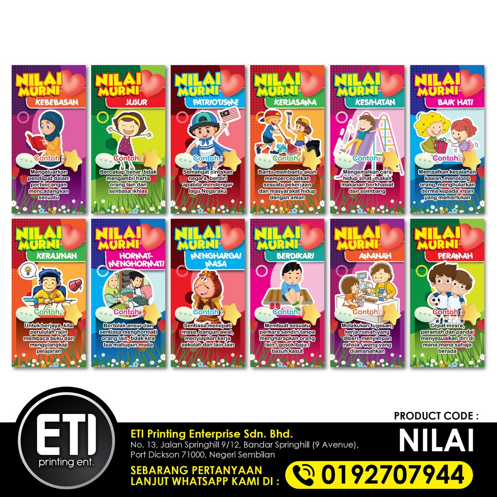 Set Moral Values Nilai Murni Keceriaan Skeolah Keceriaan Kelas Banner English Bahasa Shopee Malaysia