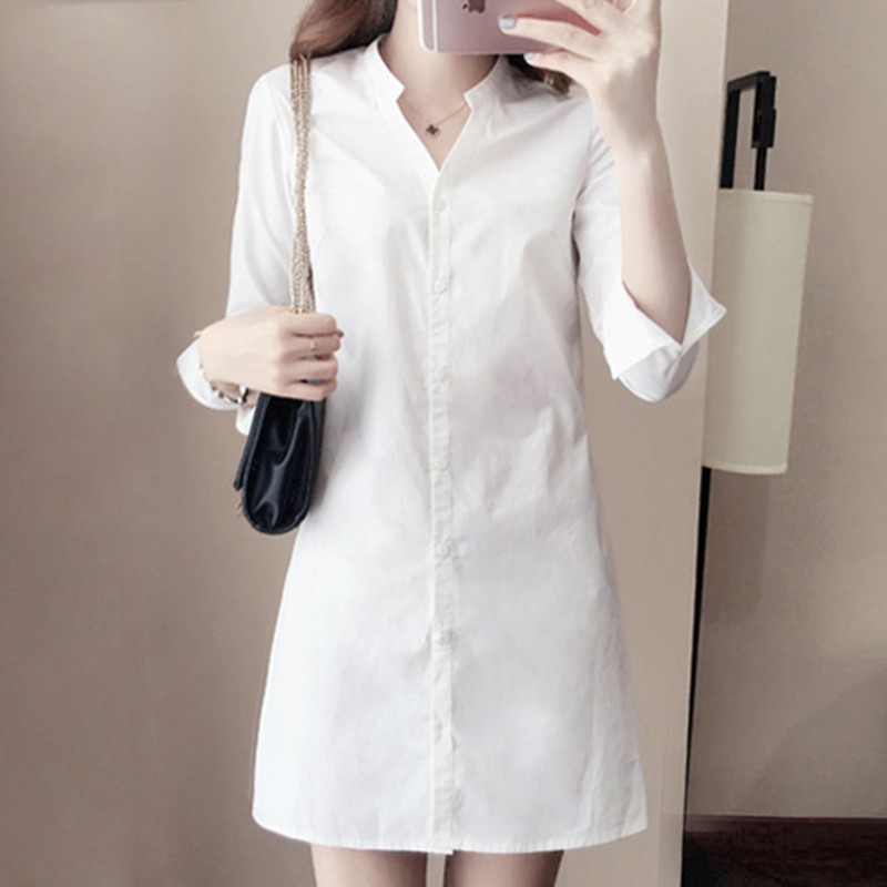 long white blouse dress
