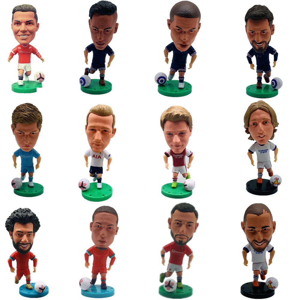 Soccerwe 7cm Height Soccer Player Star mini cartoon doll Manchester United Cristiano Ronaldo Real Madrid Bellingham Modric Salah Kane Haaland Figures birthday Gift