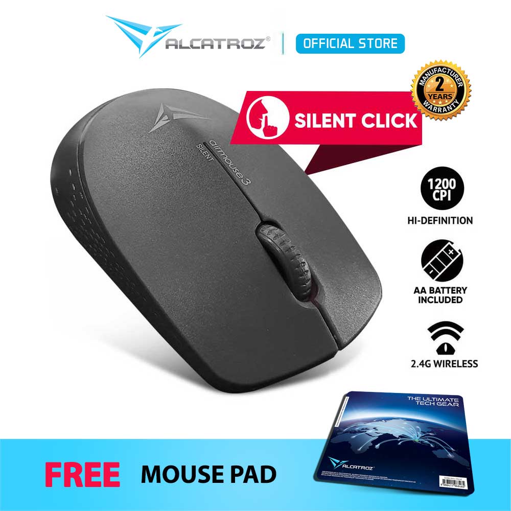 Alcatroz AirMouse 3 Silent Grey And Portable USB 2.4G Wireless Mouse ...