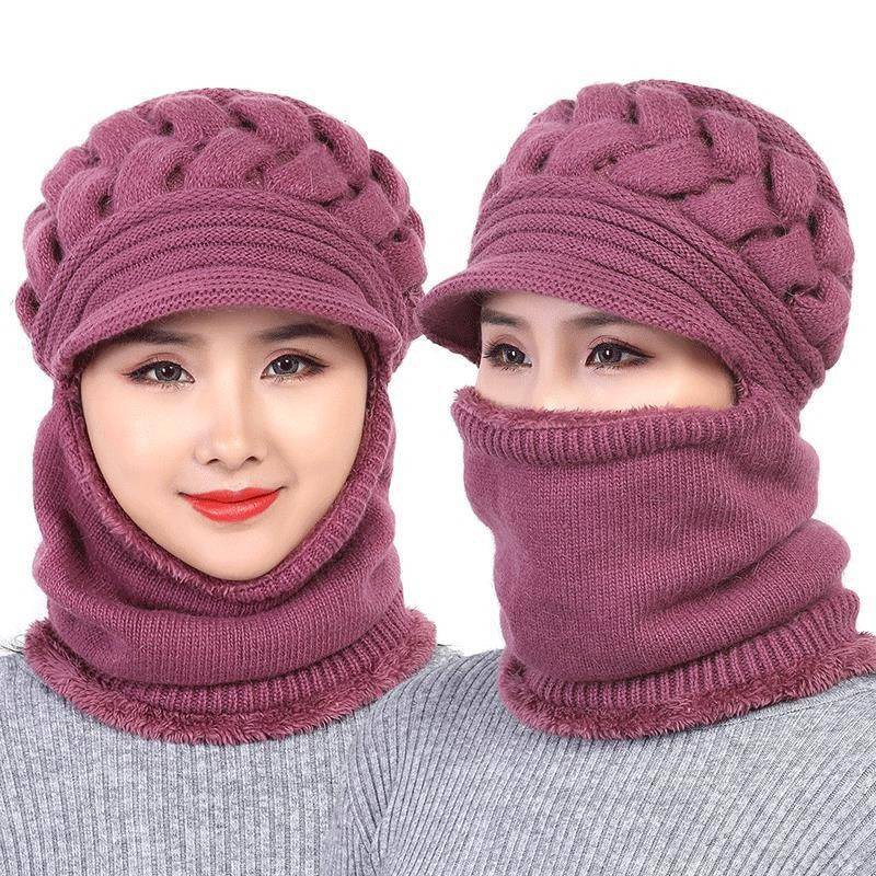 Cap Hit 10000 More Middle Aged And Old Female Wool Conjoined Hat Qiu Dong With Velvet Warm Fur Collar Earmuffs1 Shopee Malaysia - grandmas autumn knit hat now looks knit roblox