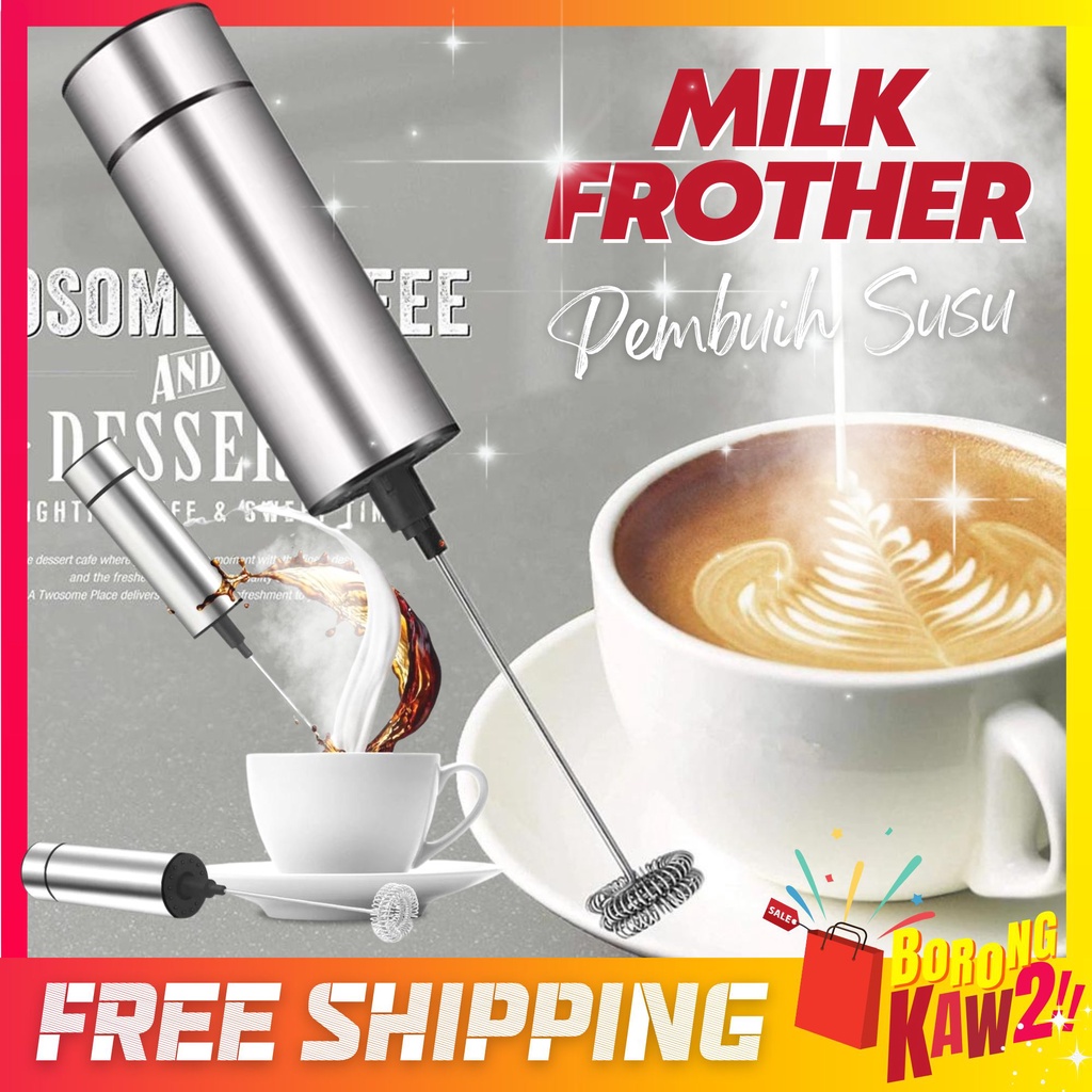 BKK Electric Milk Frother Mixer Teh Tarik Barista Milk Foam Maker Blender Susu Hand Mixer Stainless Steel Bubble Milk