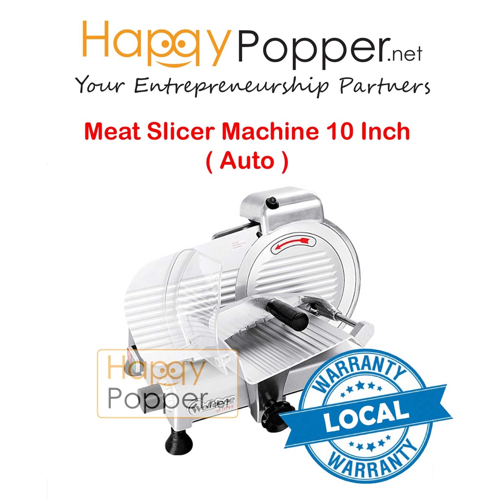 HAPPYPOPPER Commercial Mesin Hiris Pemotong daging Electric MEAT SLICER CUTTER MACHINE 10" INCH AUTO Heavy Duty