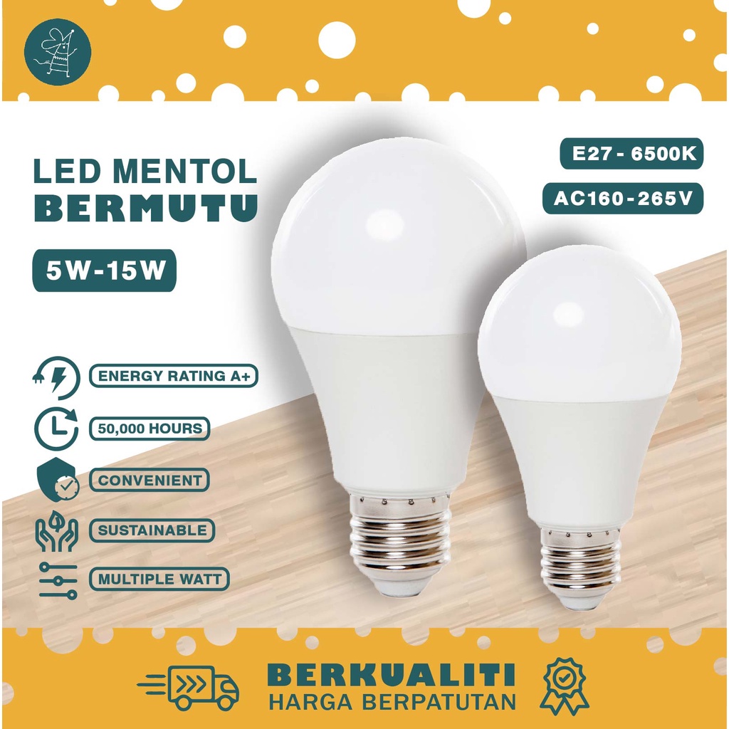 [BERKUALITI] E27 LED MENTOL BULBS Lightning - Super Energy Saving, Sustainable, Long Lasting