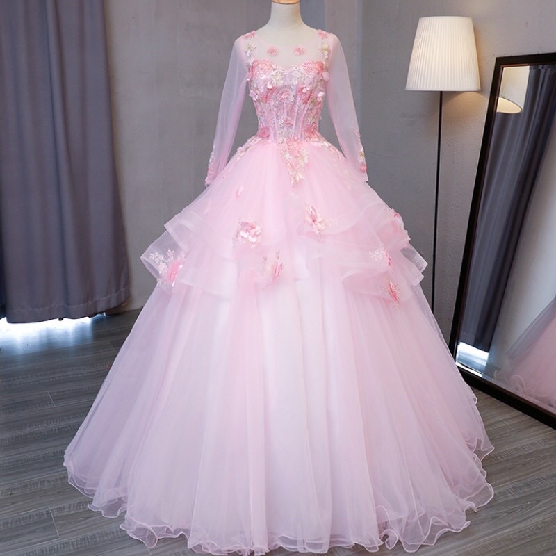 Baju Gaun/Dress Pengantin ball gown Sweet pink cantik | Shopee Malaysia