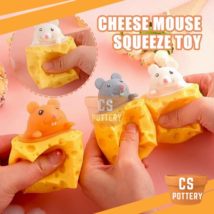 Cute Cheese Mouse Squeeze Toy Stress Relief Squishy Toy Fidget Soft Toys Kids