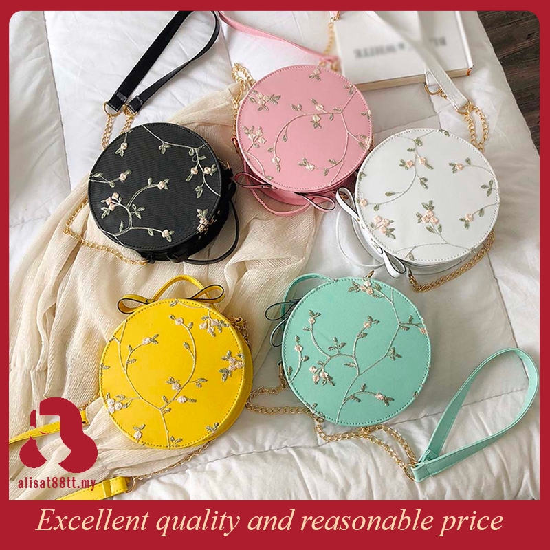 Buy Women S Handbag Crossbody Bag Round Embroidery Floral Sling Bag Alisa Seetracker Malaysia