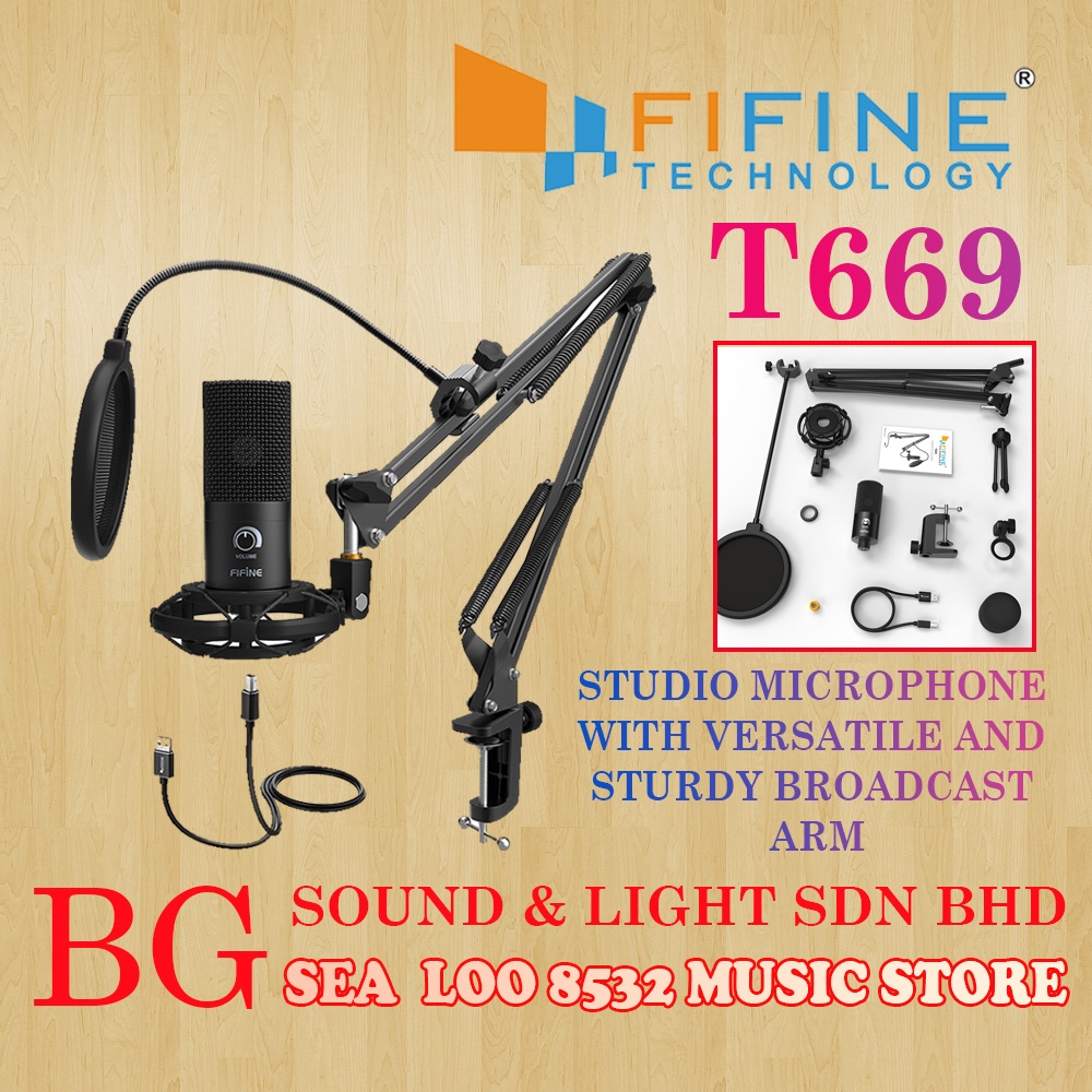 FIFINE T669 / T-669 STUDIO CONDENSER USB MICROPHONE COMPUTER PC MIC KIT ...