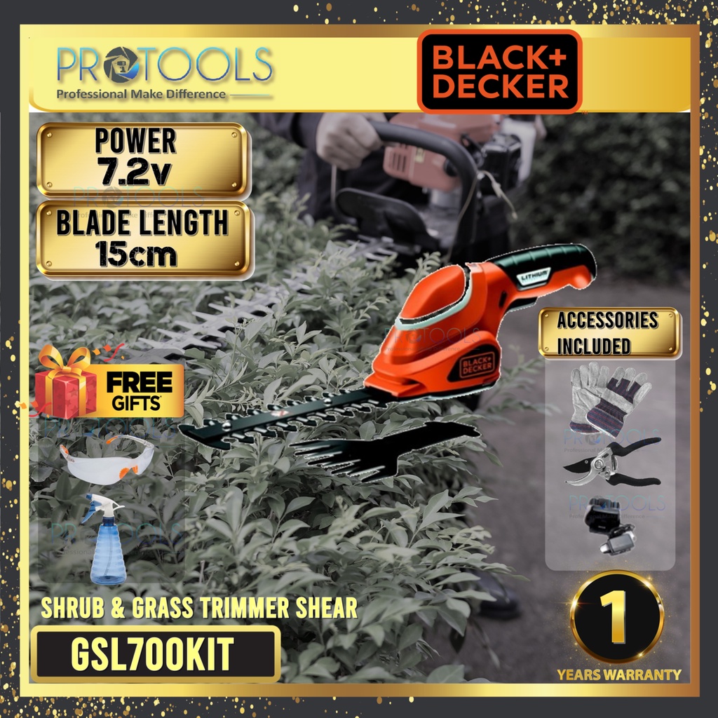 BLACK & DECKER GSL700 7V Shrub & Grass Shear Kit ( GSL700KIT ) FOC ...