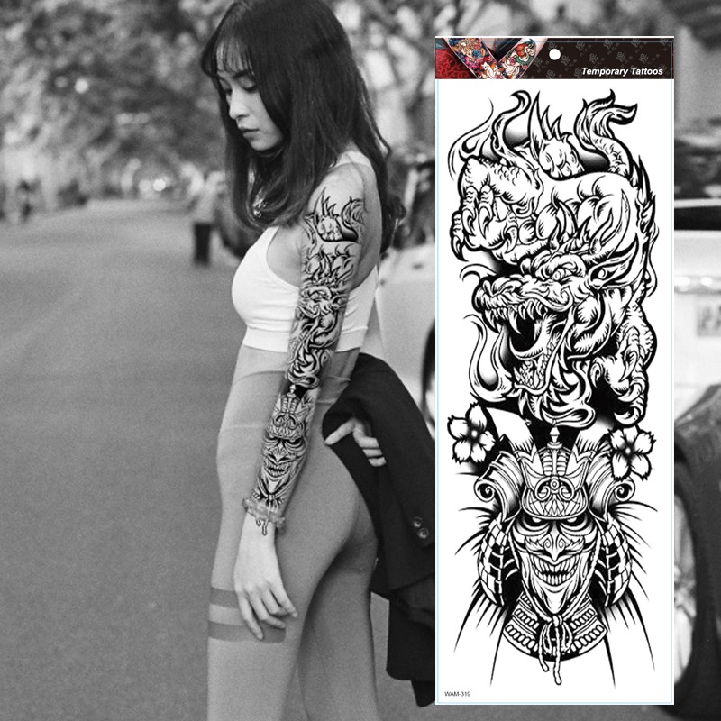 Large Arm Sleeve Tattoo Tiger Skull Owl Waterproof Temporary Tatto Sticker Fox Lion Body Art Full Fake Tatoo Women Men Shopee Malaysia