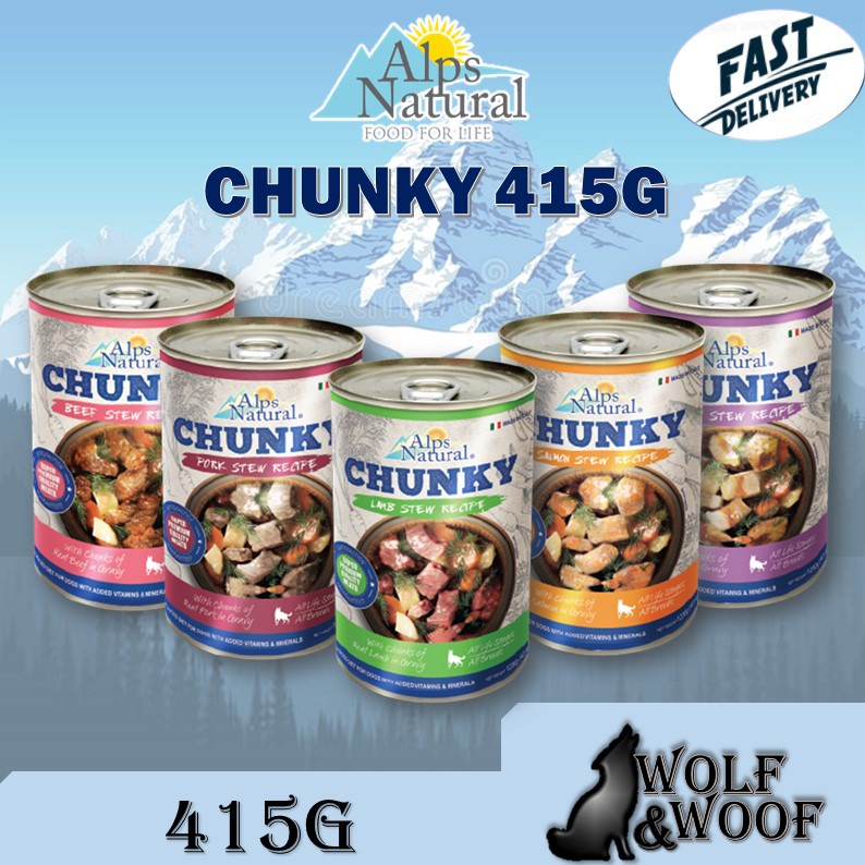 Alps Natural Chunky Dog Can Food 415g ( Alps Chunks , Alps Salmon