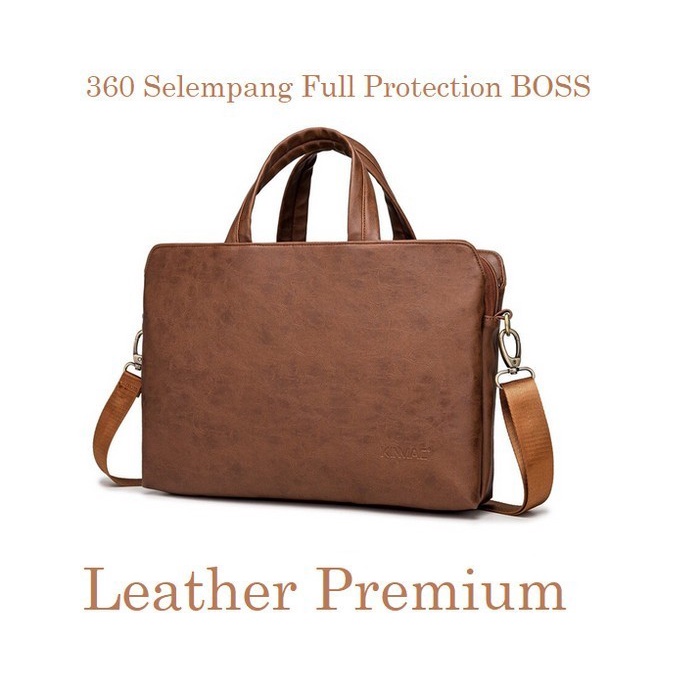 Asus A407MA 14 Inch Laptop Premium Leather Sleeve Brown Sling Bag