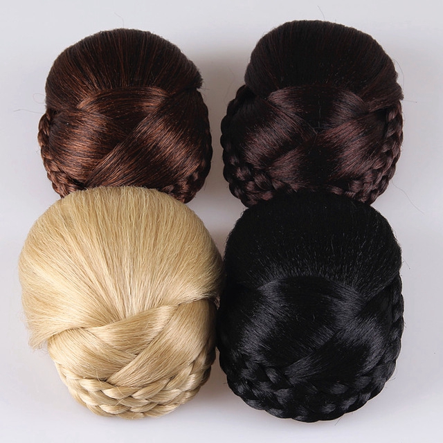 Synthetic Hair Braided Clip In Hair Bun Chignon Hairpiece Donut