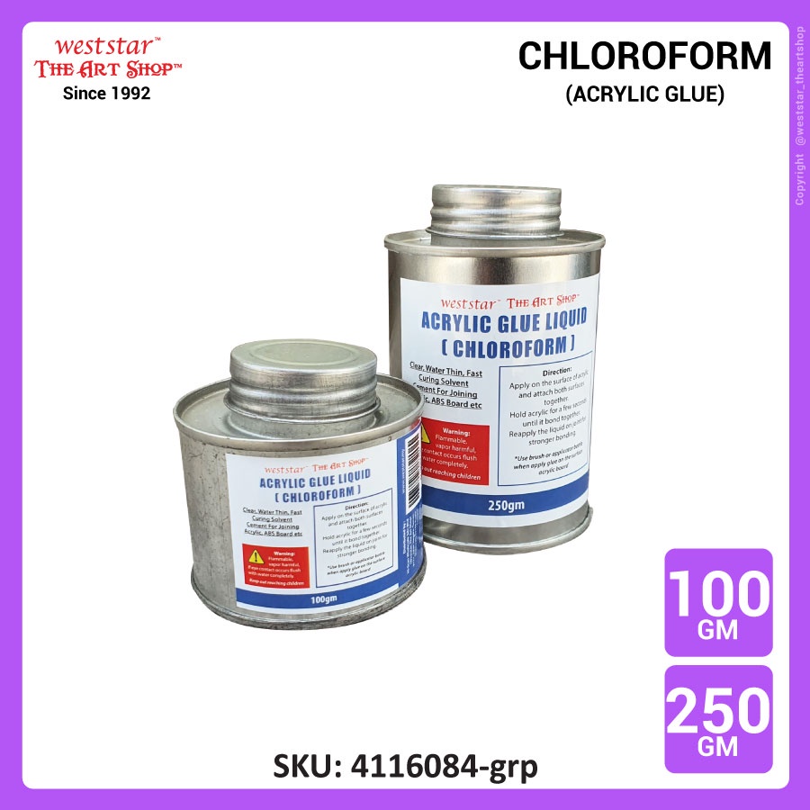 [Weststar TAS] Weststar Acrylic Glue For Acrylic Sheet, Chloroform (100gm, 250gm, 4kg) PART 1 OF