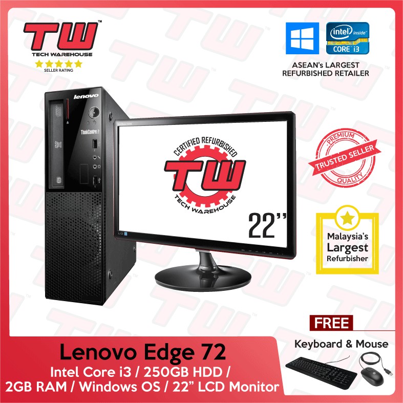 Lenovo Edge 72 Core I3 Sff Desktop Pc Windows Os 17 19 22 Lcd Shopee Malaysia
