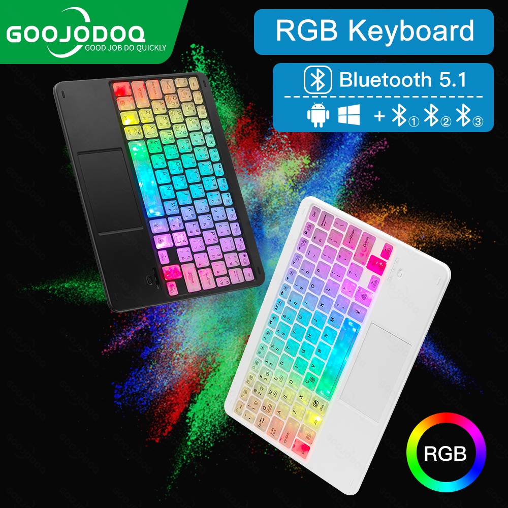GOOJODOQ RGB Bluetooth Keyboard Transparent Crystal With Touch pad