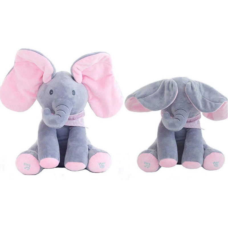 peek a boo animated singing elephant flappy plush toys gift for baby