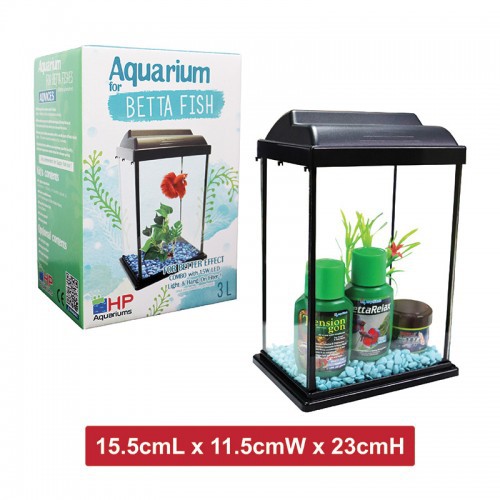  BETTA FISH TANK SET WITH ACCESSORIES 15.5cmL x 11.5cmW x 23cmH