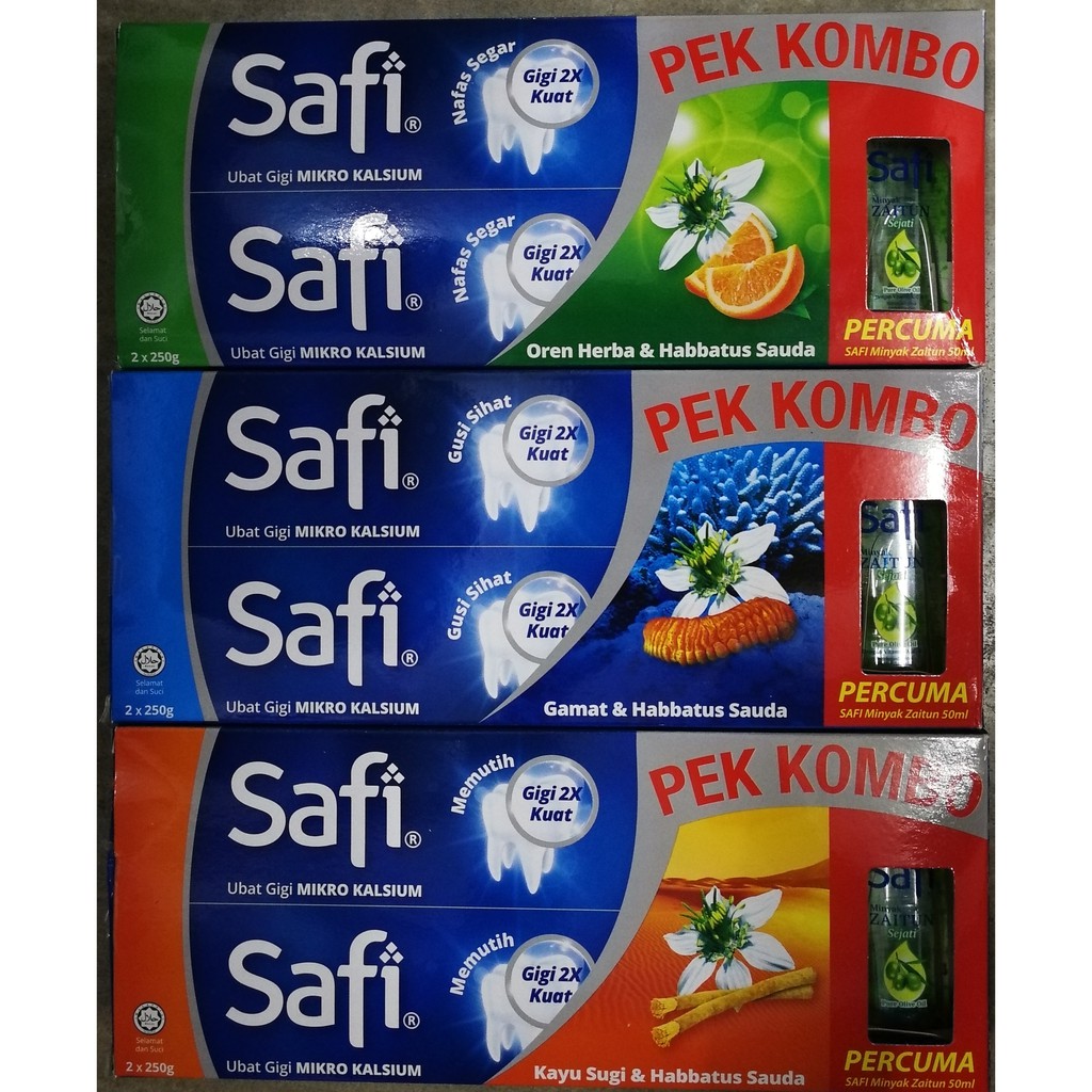 SAFI TOOTHPASTE / UBAT GIGI 250G X 2 TWIN PACK FOC MINYAK 