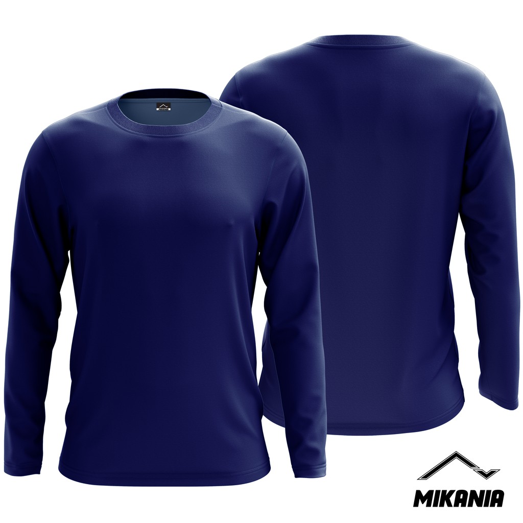 Navy Blue Microfiber Plain Jersey T Shirt Long Sleeve Jersi T Shirt Microfiber Kosong Biru Lengan Panjang Unisex Shopee Malaysia